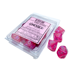 Borealis Set of 10 D10 Dice (Pink/Silver Luminary) Dice